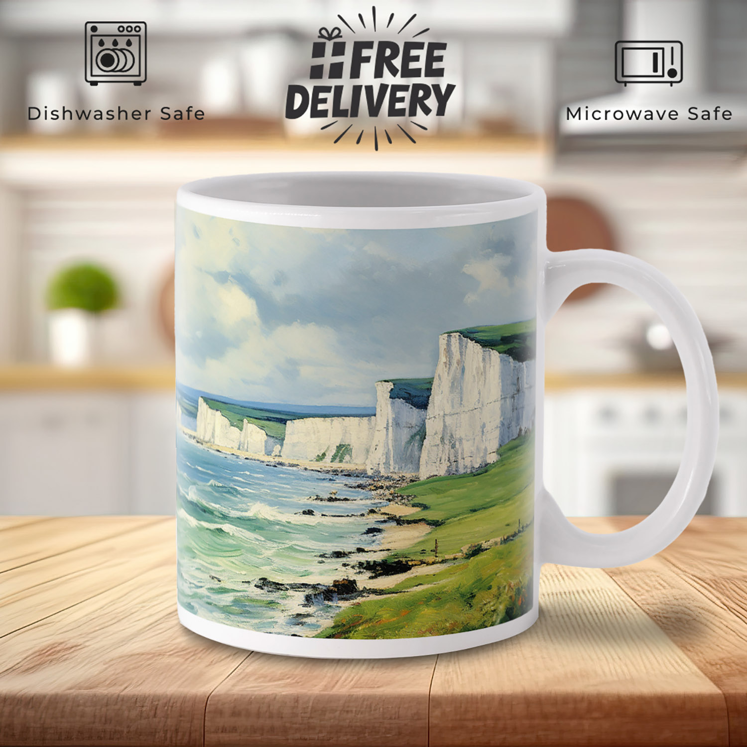 Coastal Cliffs 11oz Mug - Ocean View Artwork for Beach Lovers