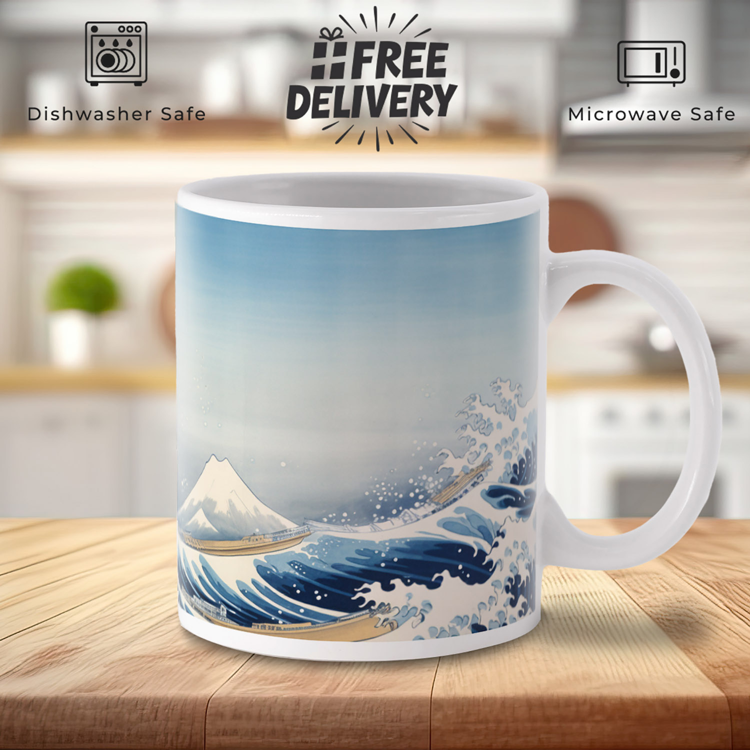 Oceanic Waves Artistic Coffee Mug - 11oz Ceramic Delight