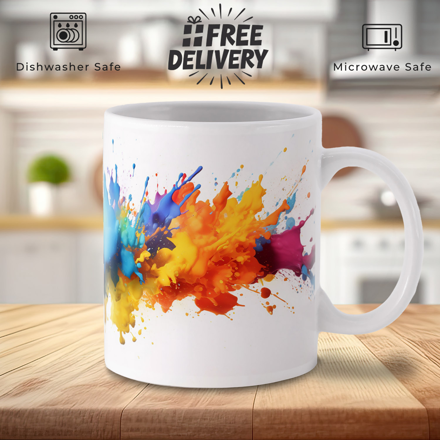 Vibrant Splash 11oz Mug - Artistic Color Burst Design