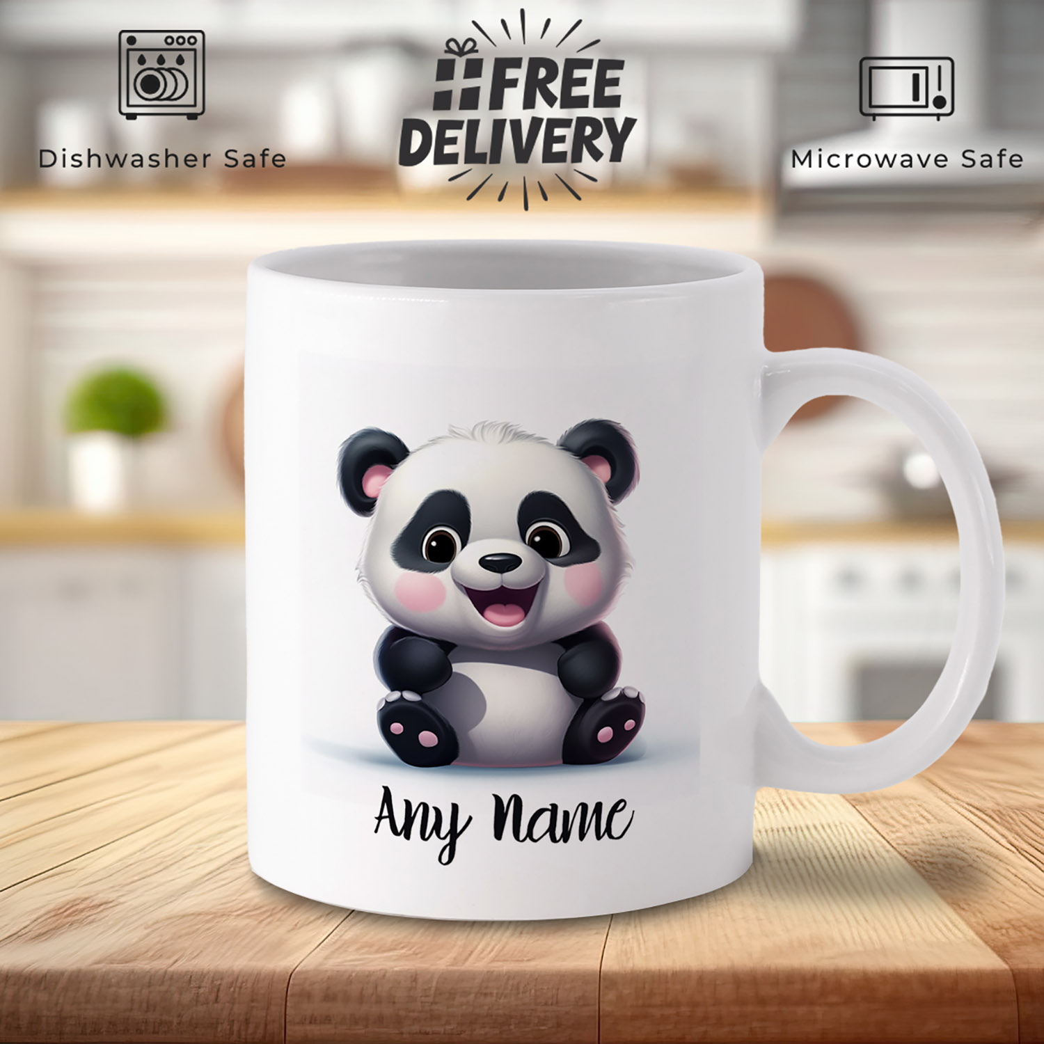 Custom Panda Mug - Personalised 11oz Ceramic Gift