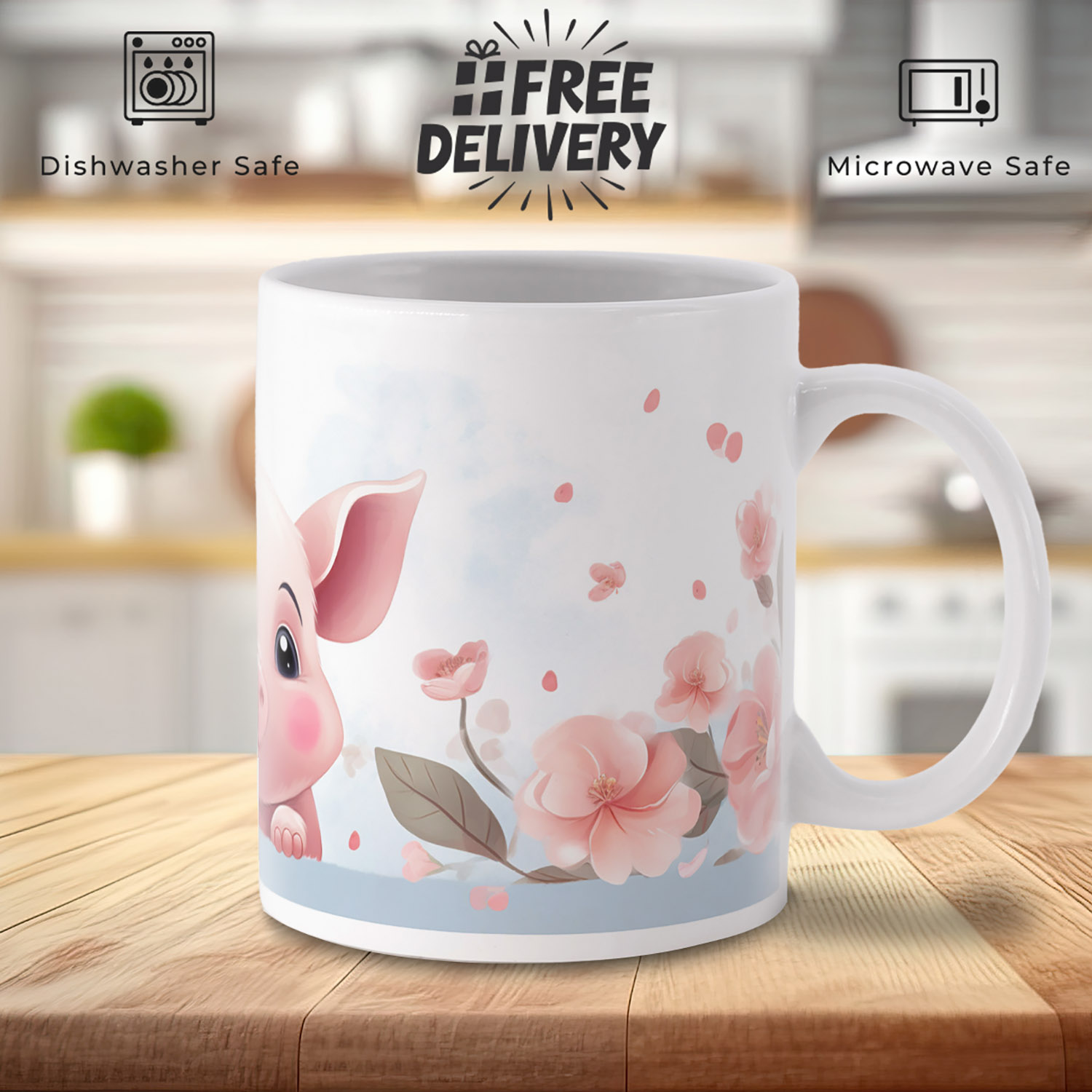 Charming Piglet Blossom Mug - Perfect for Tea Lovers