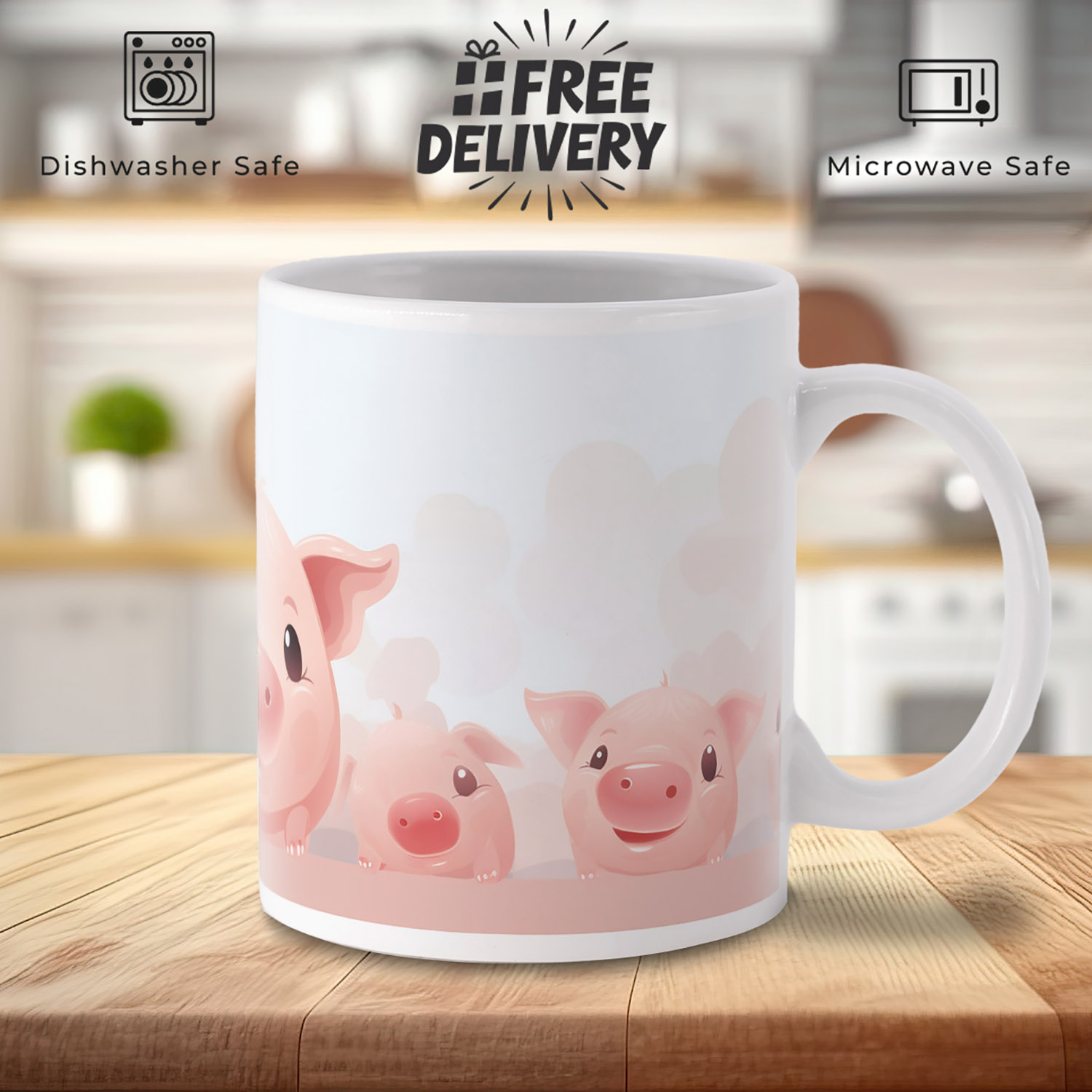 Charming Piglet Duo 11oz Ceramic Coffee Mug for Animal Lovers