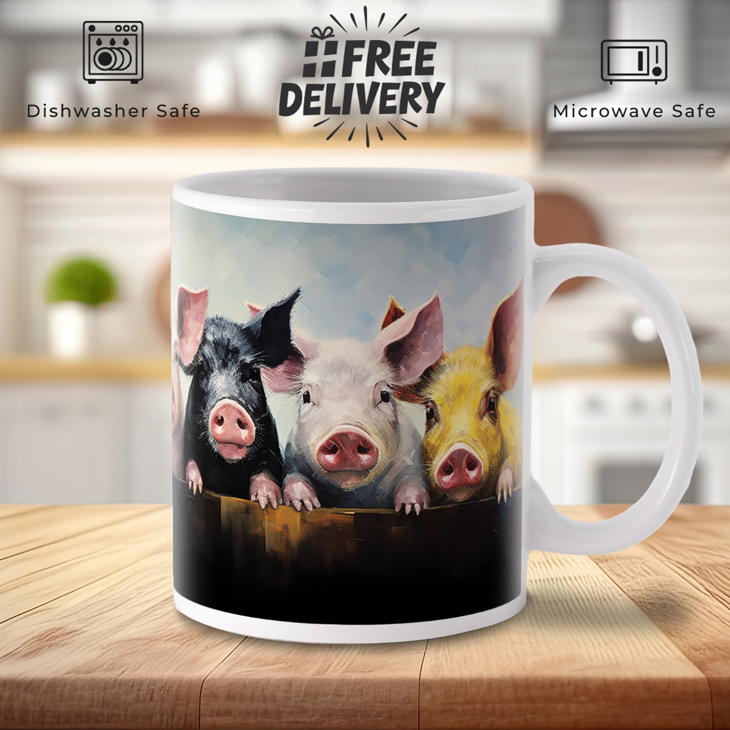 Charming Trio Piglets Mug - Countryside Ceramic Delight