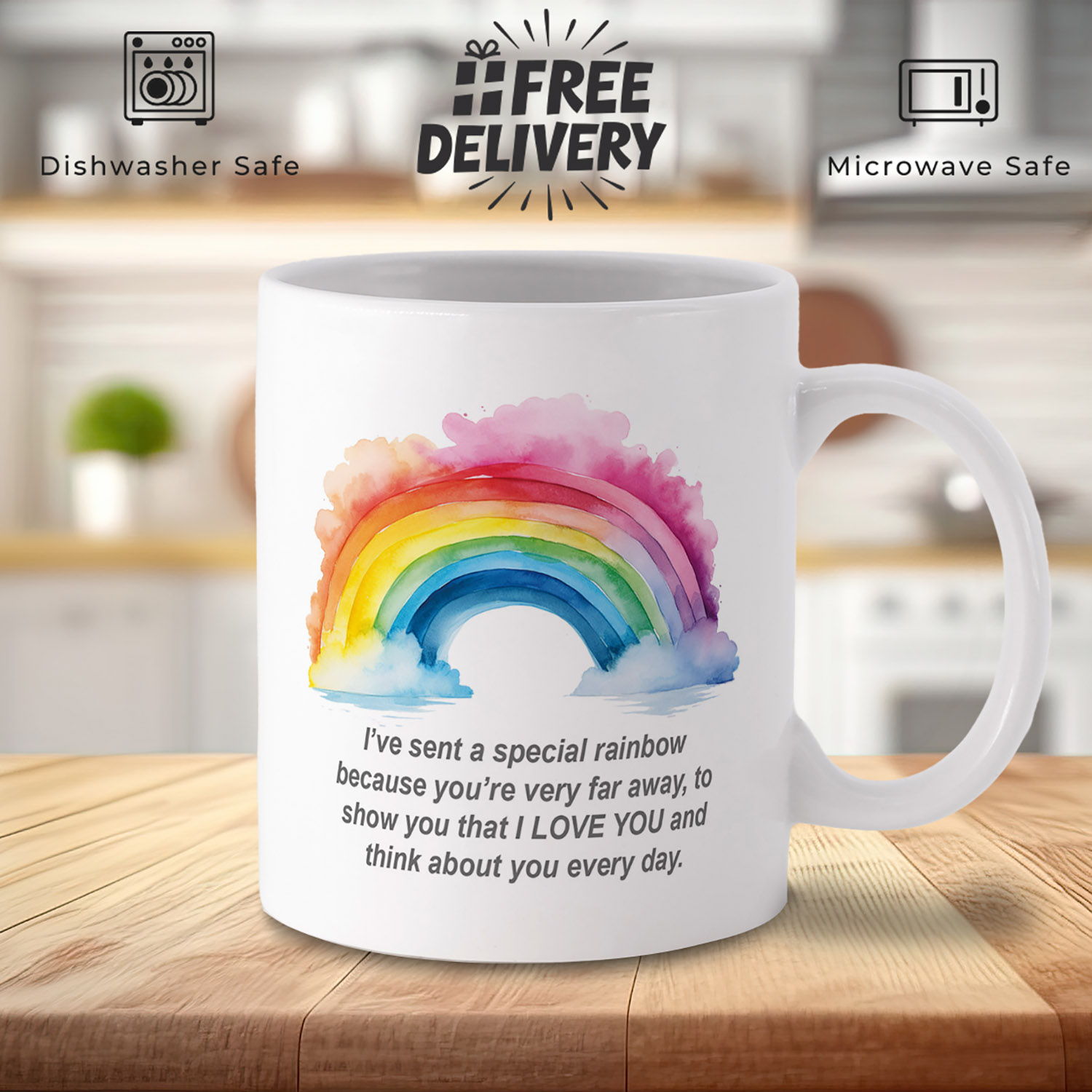 Heartfelt Rainbow Mug for Missing Loved Ones - 11oz