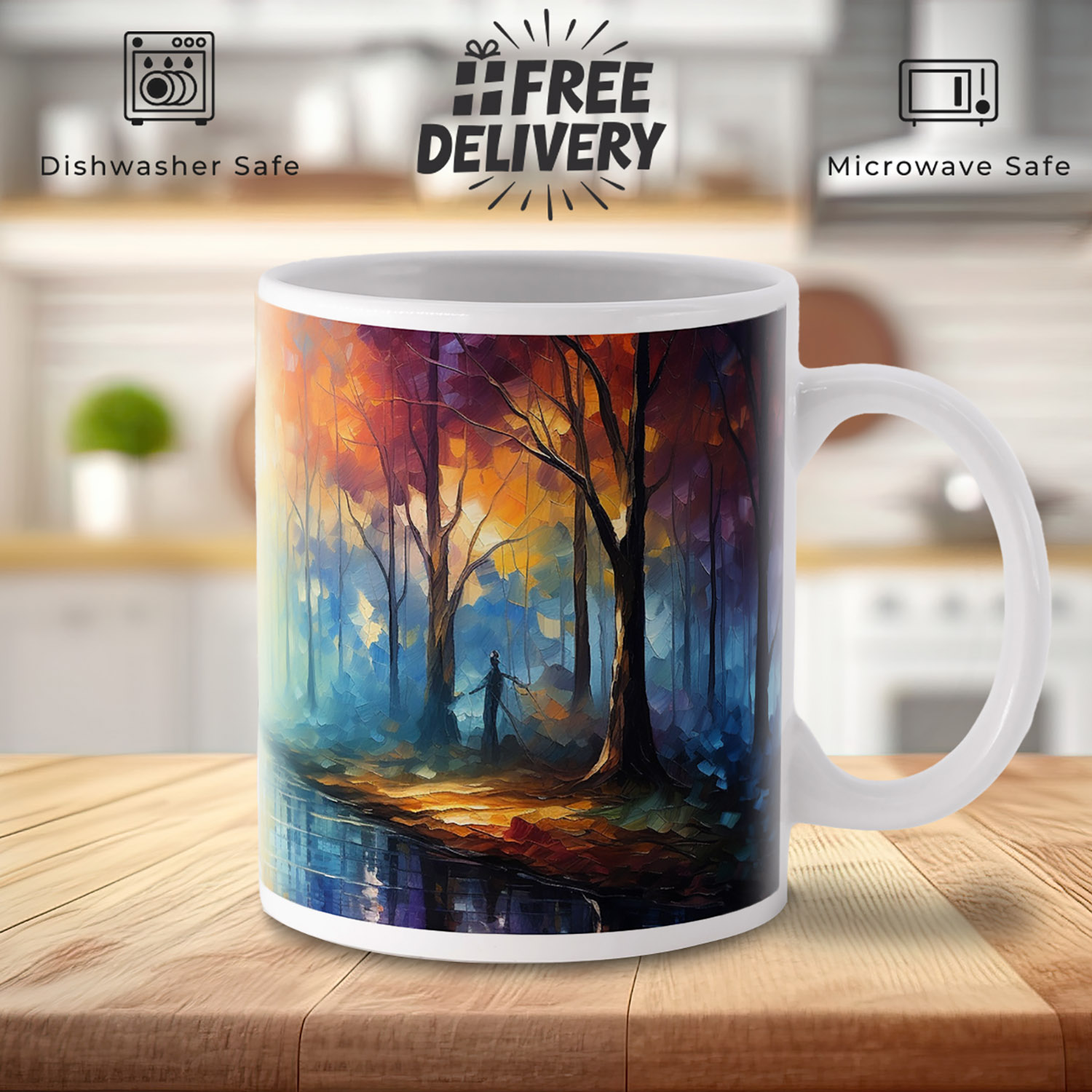 Vibrant Mystical Forest Sunrise Mug - Perfect Gift for Nature Lovers