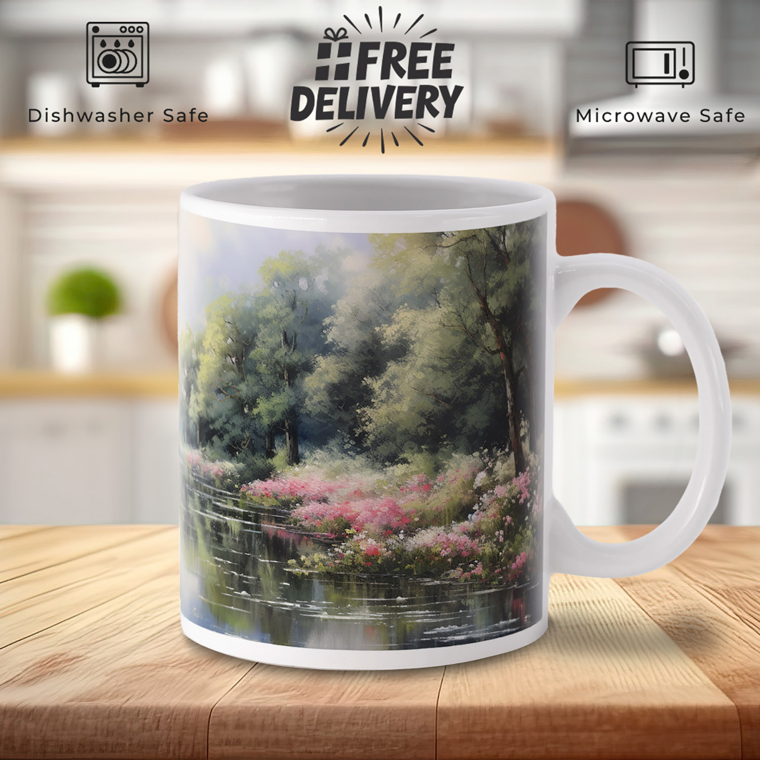 Monet-Inspired Riverside Ceramic Mug - Artful Coffee Delight