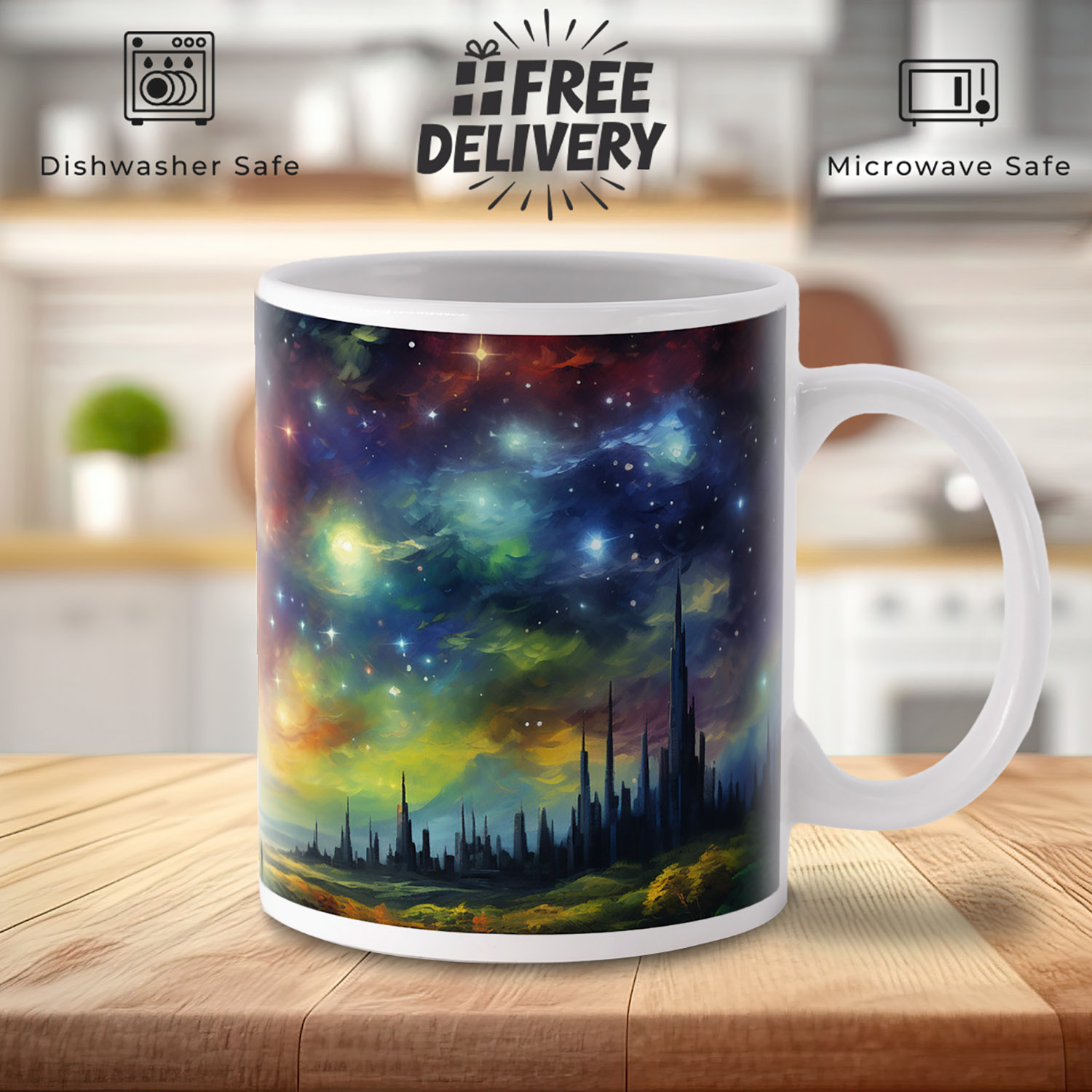 Cosmic Vista Starry Night Ceramic Mug - 11oz Celestial Gift