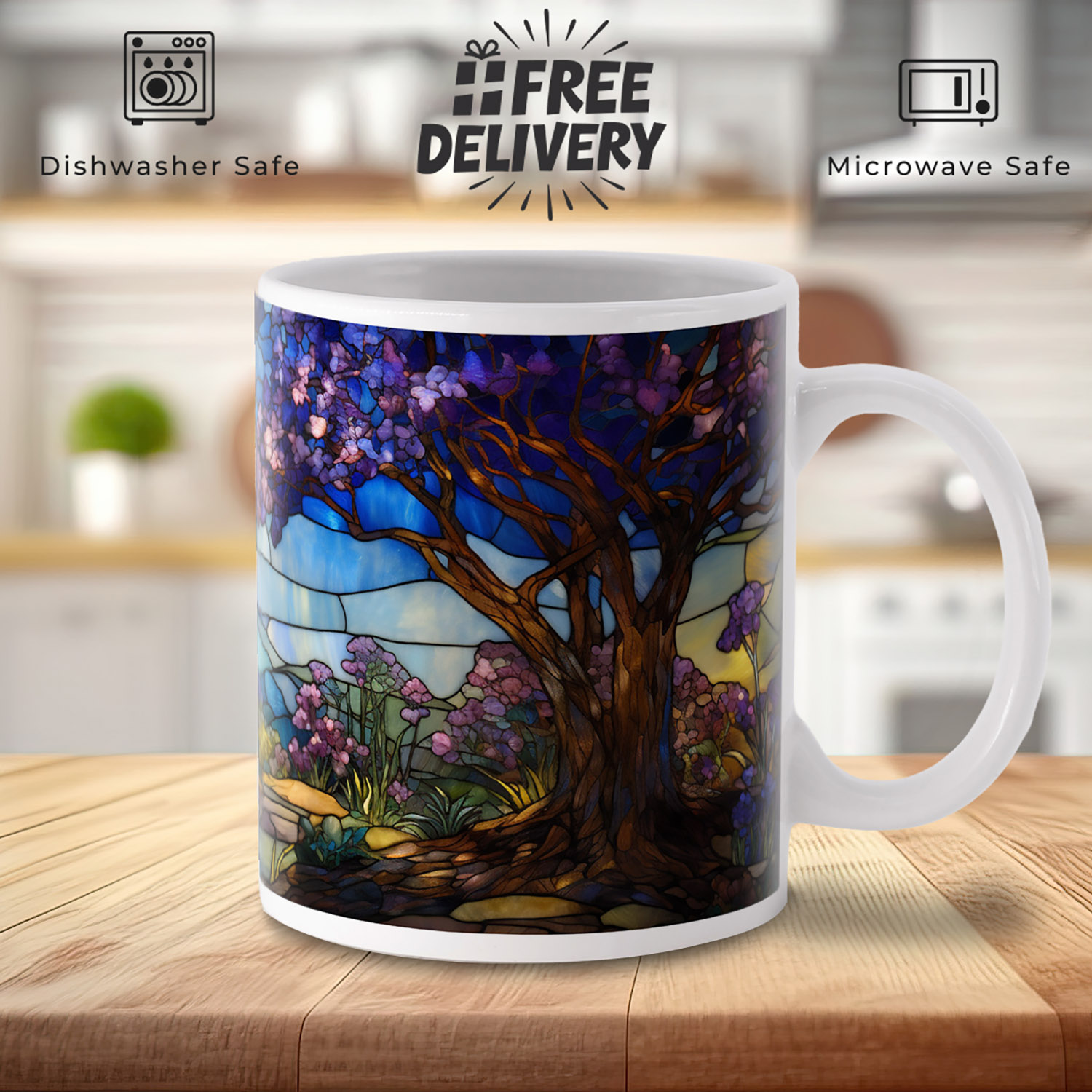 Enchanted Forest Stained Glass Mug - 11oz Ceramic Gift