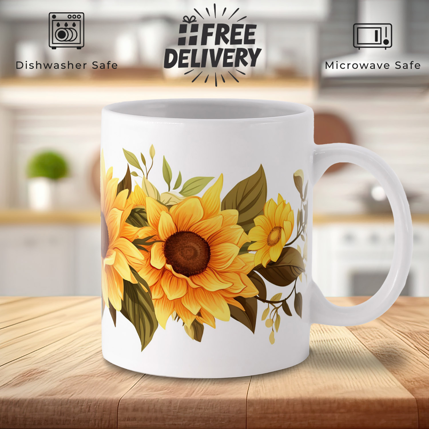 Sunflower Bouquet 11oz Mug - Bright Floral Gift for Her