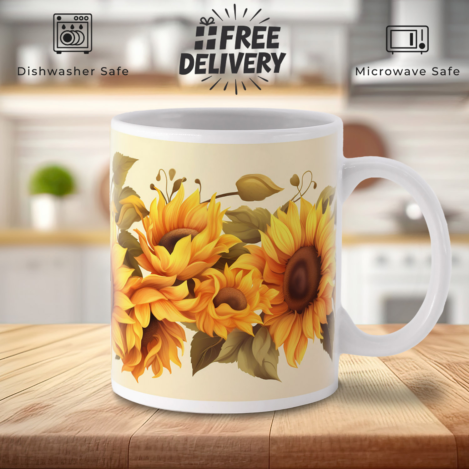 Sunflower Bouquet 11oz Mug - Bright Floral Gift for Her