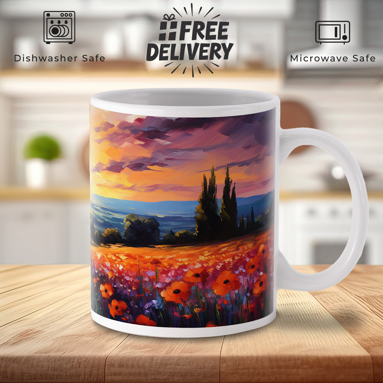 Vibrant Sunset Landscape Mug - Artistic 11oz Drinkware