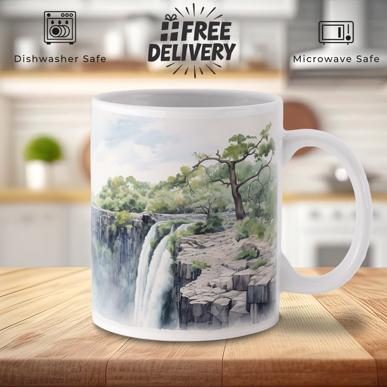 Victoria Falls Scenic Mug - Serene Nature Artwork for Nature Lovers