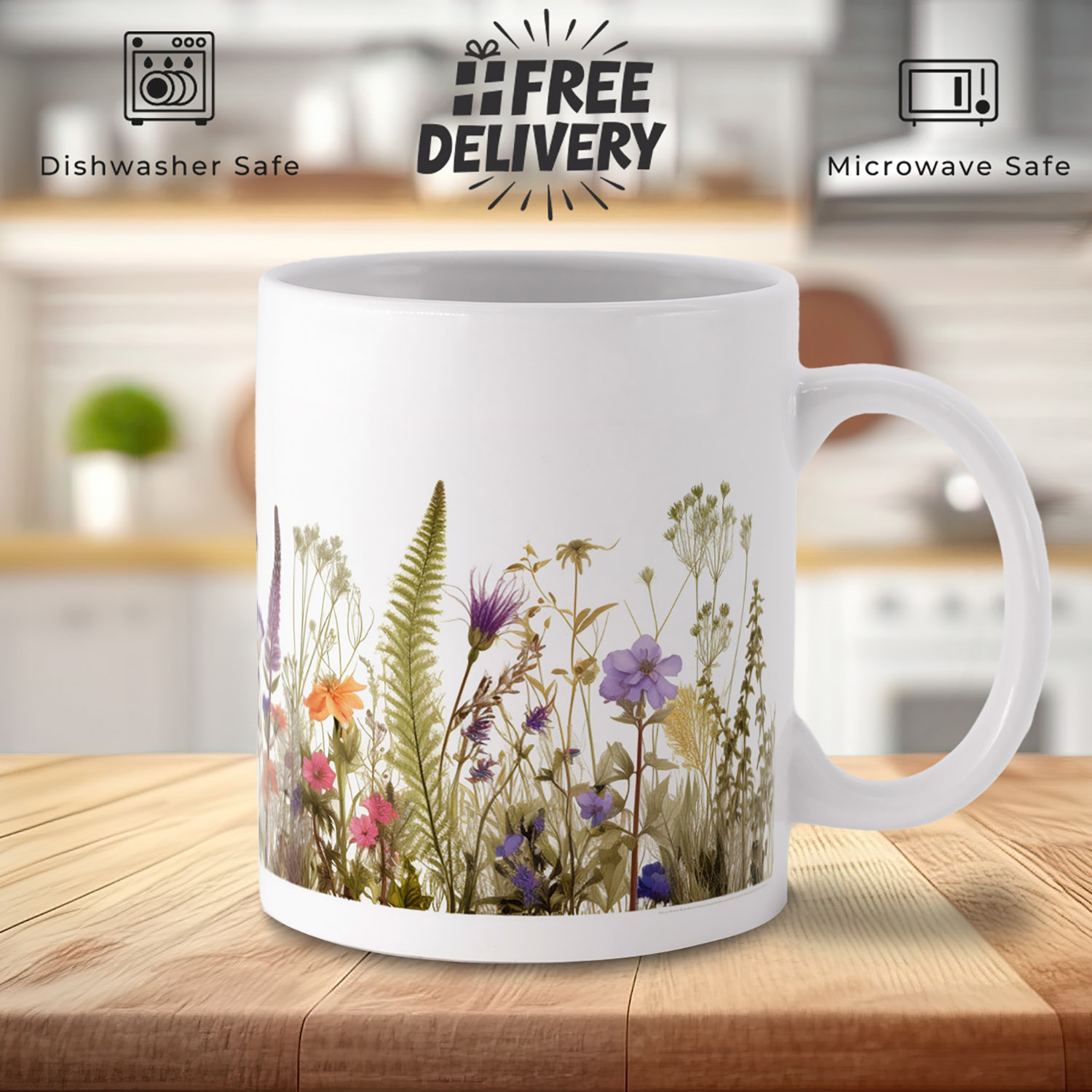 Enchanting Meadow Blooms Floral Mug - Perfect Gift for Nature Lovers