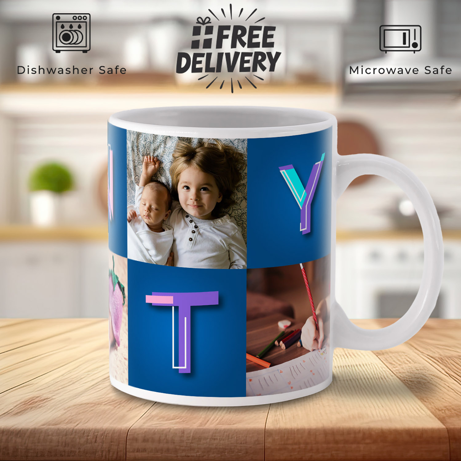 Personalized Aunty Mug with 5 Photos - Unique Gift Idea