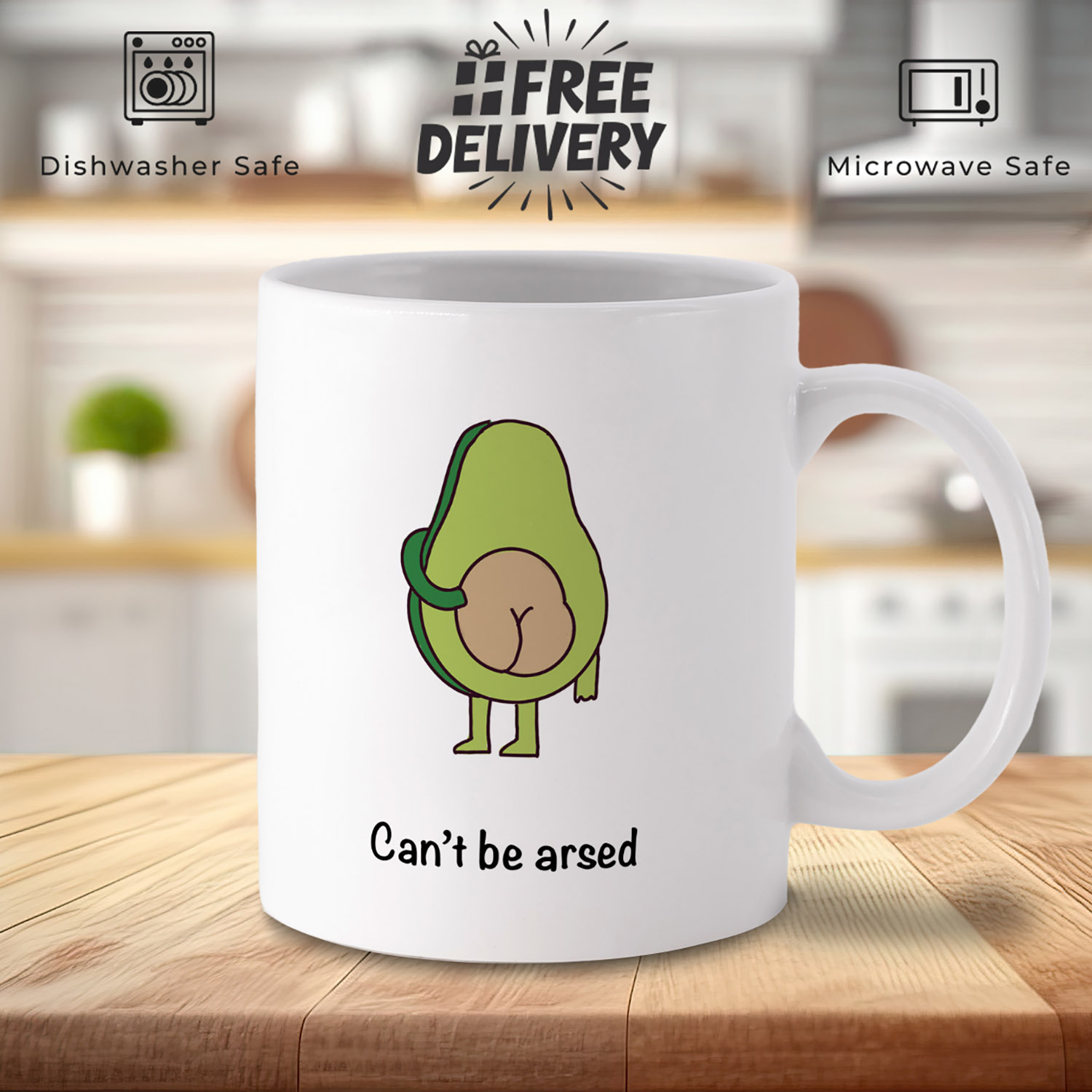 Avocado 'Sorry Can't Be Arsed' Mug - Fun Gift for Lazy Days