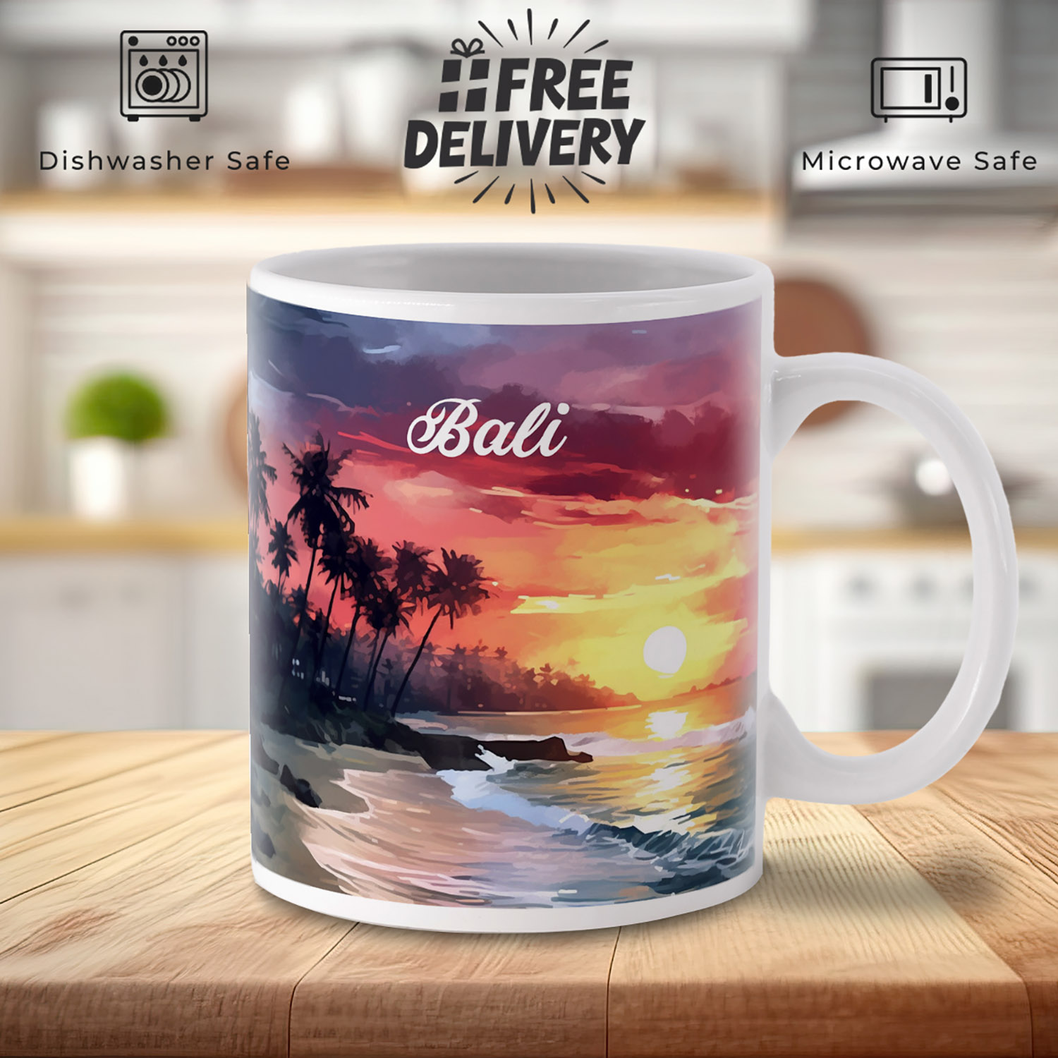 Bali Sunset Watercolour Mug - Perfect Gift for Art Lovers