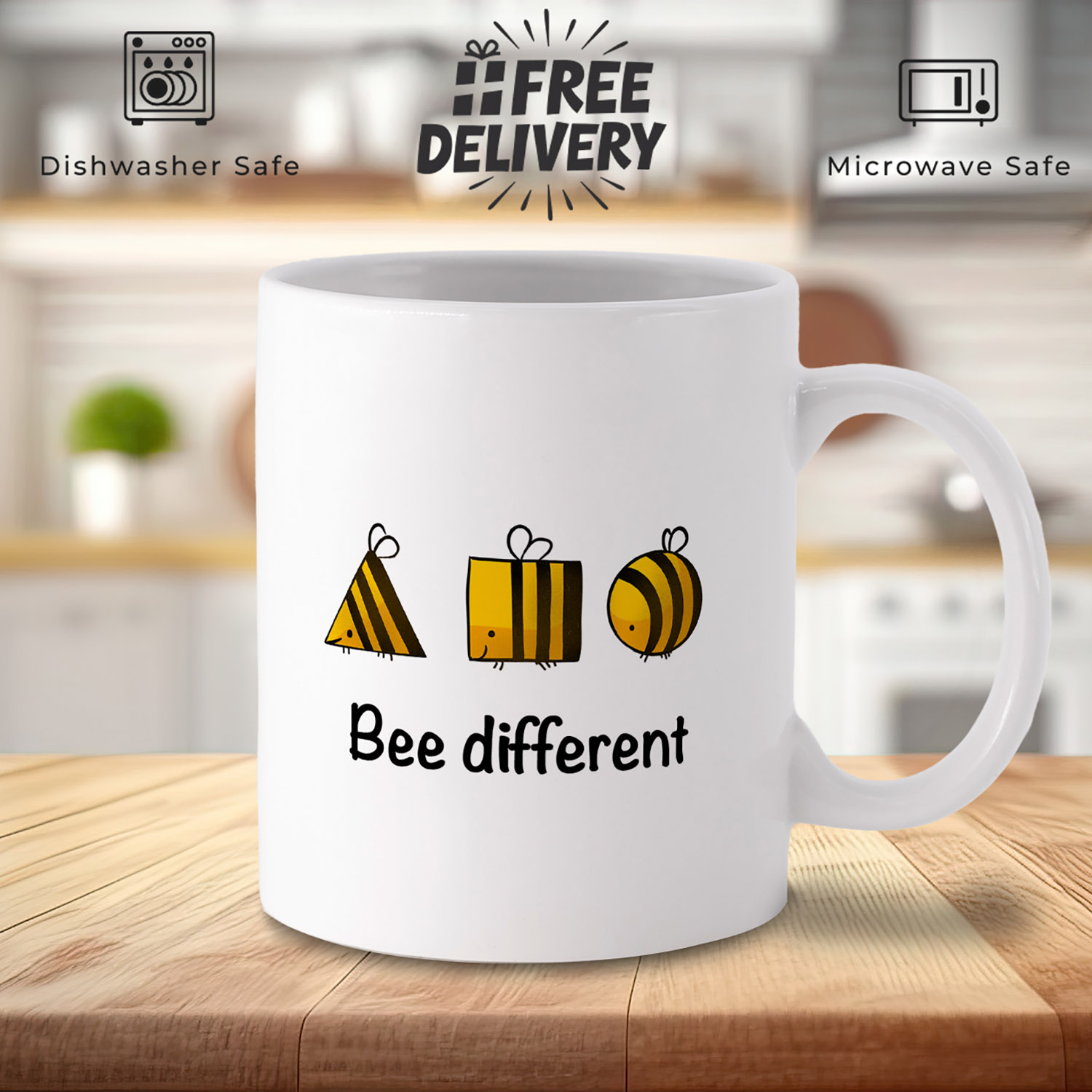 Bee Different Illustrated Bumblebee Mug for Nature Lovers