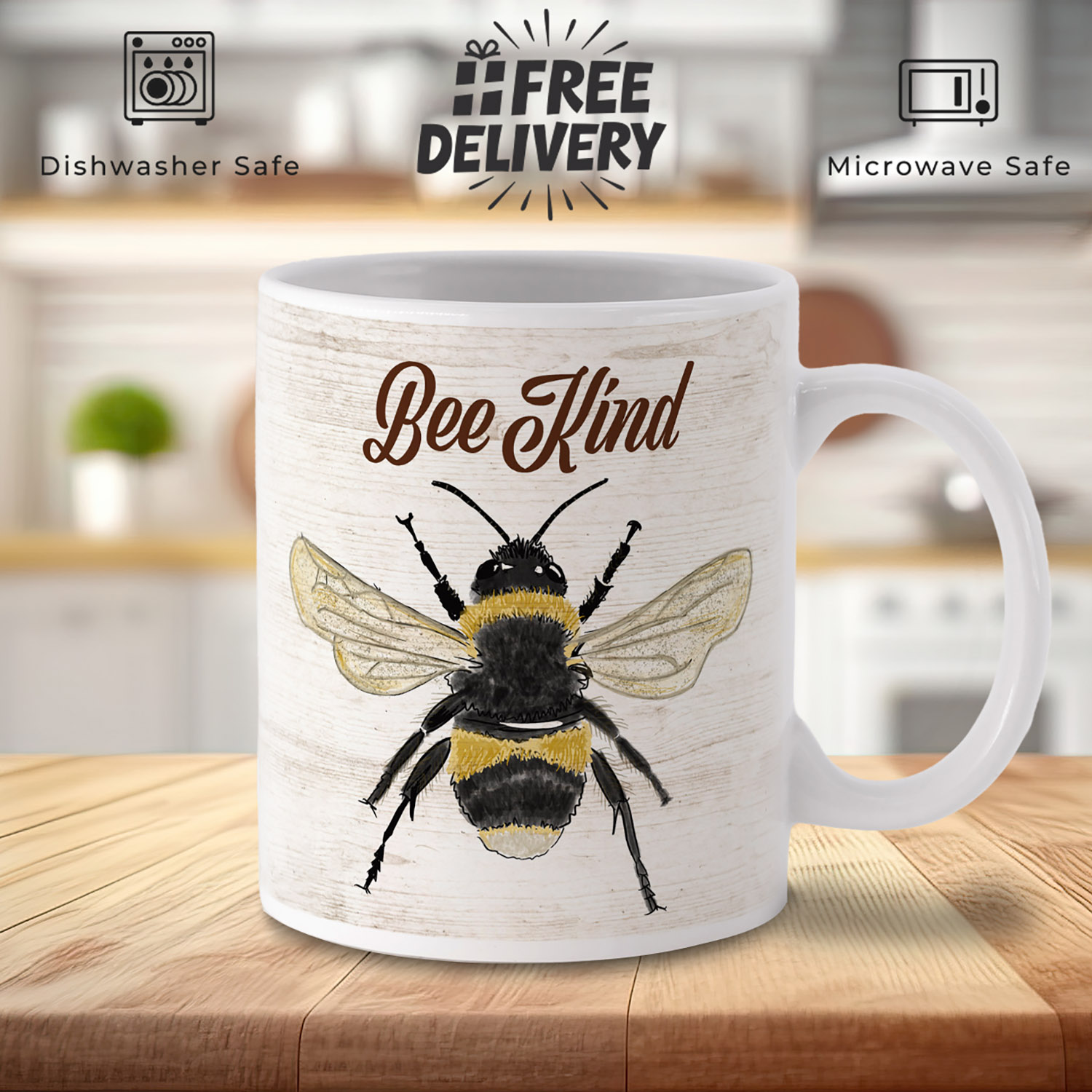 Bee Kind Mug: Charming Bee Illustration for Nature Lovers