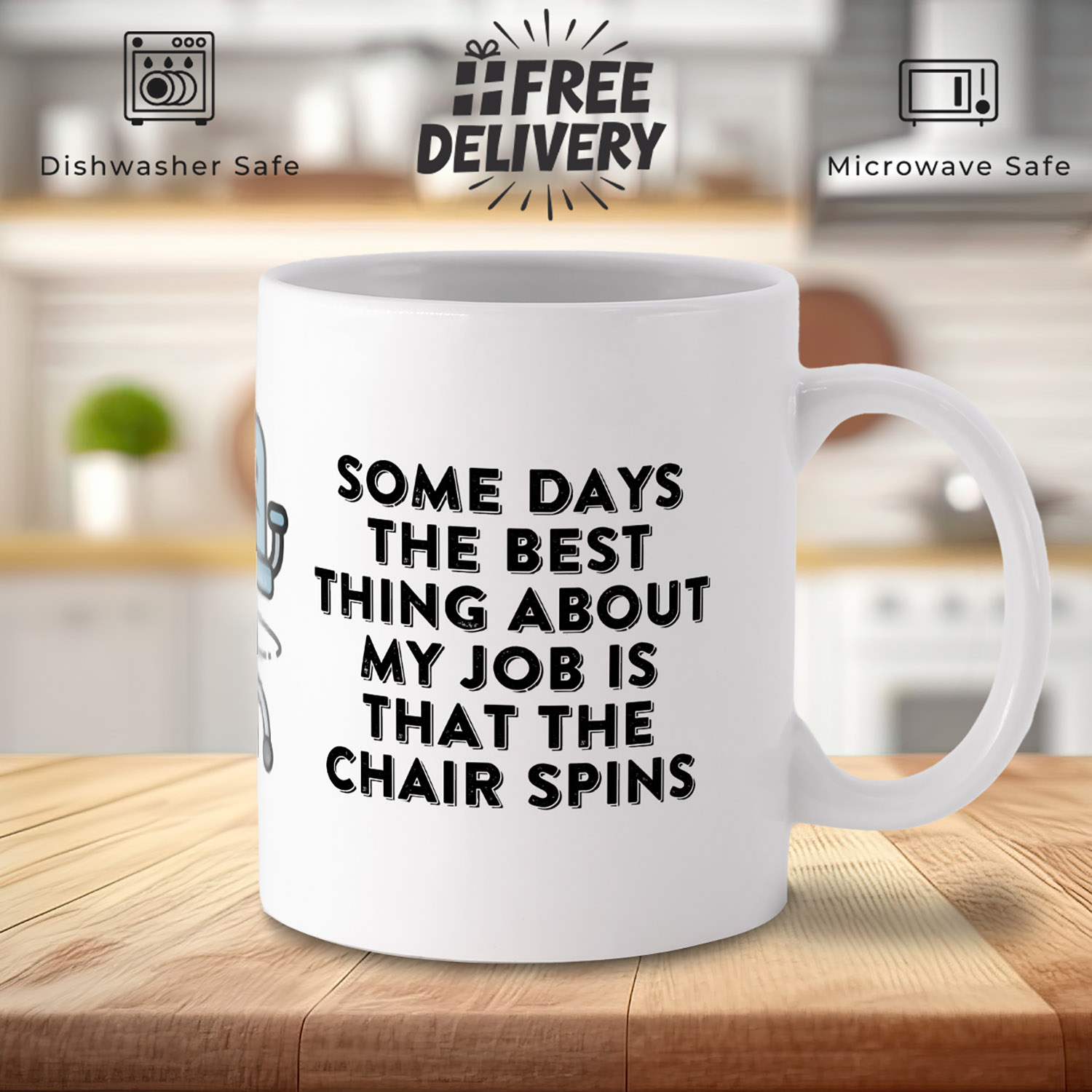 Chair Spins Mug: Fun Gift for Office Workers & Coffee Lovers