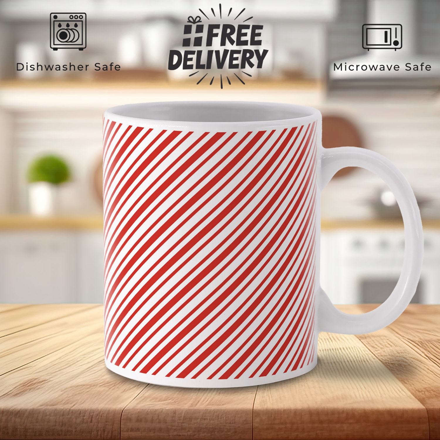 Festive Red Candy Cane Mug - Perfect Holiday Gift!