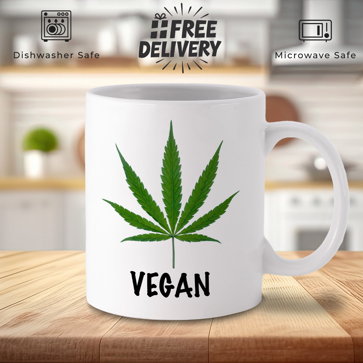 Vegan Cannabis Leaf Mug - Eco-Friendly Gift for Stoners