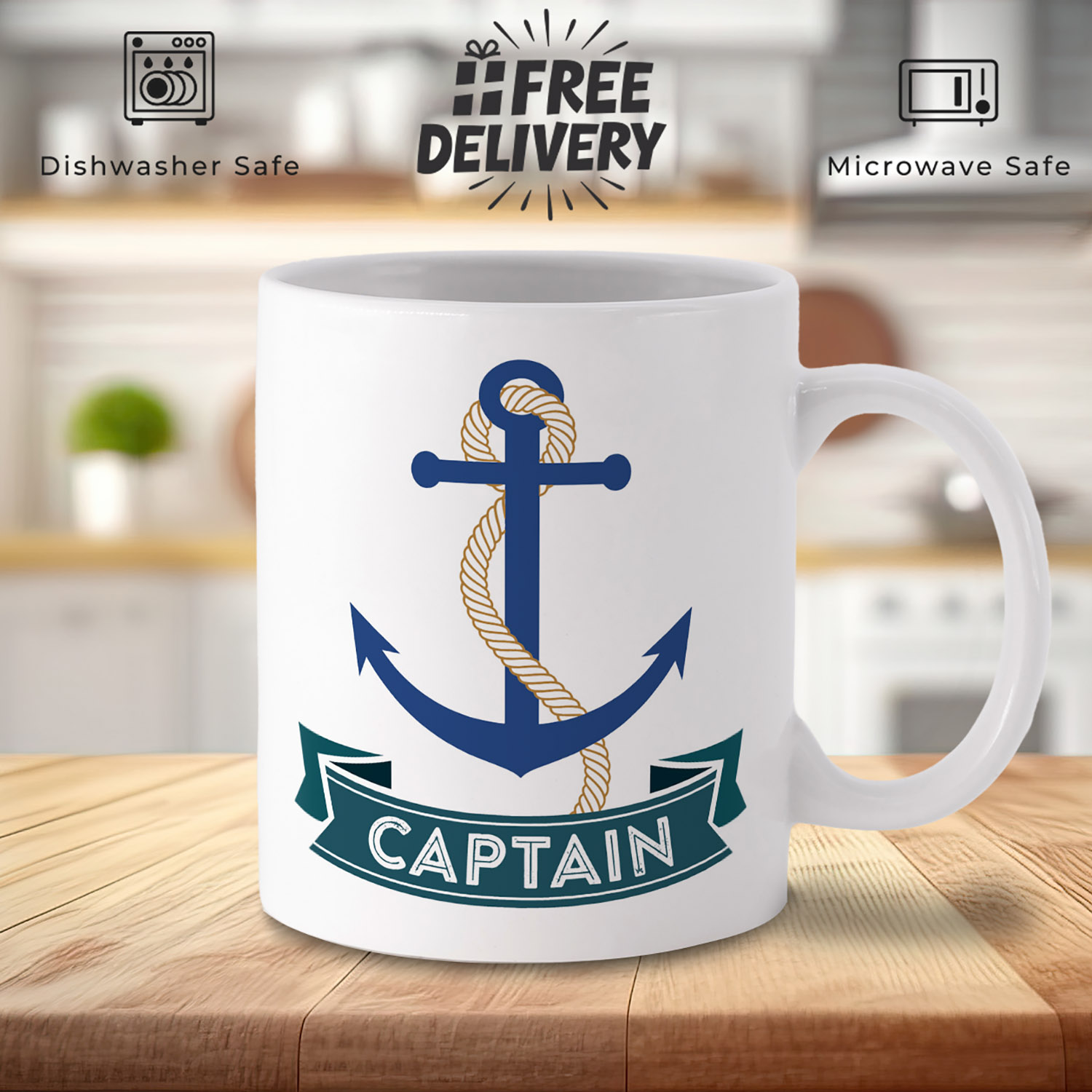 Nautical Captain Anchor Mug with Rope - Perfect for Sea Lovers