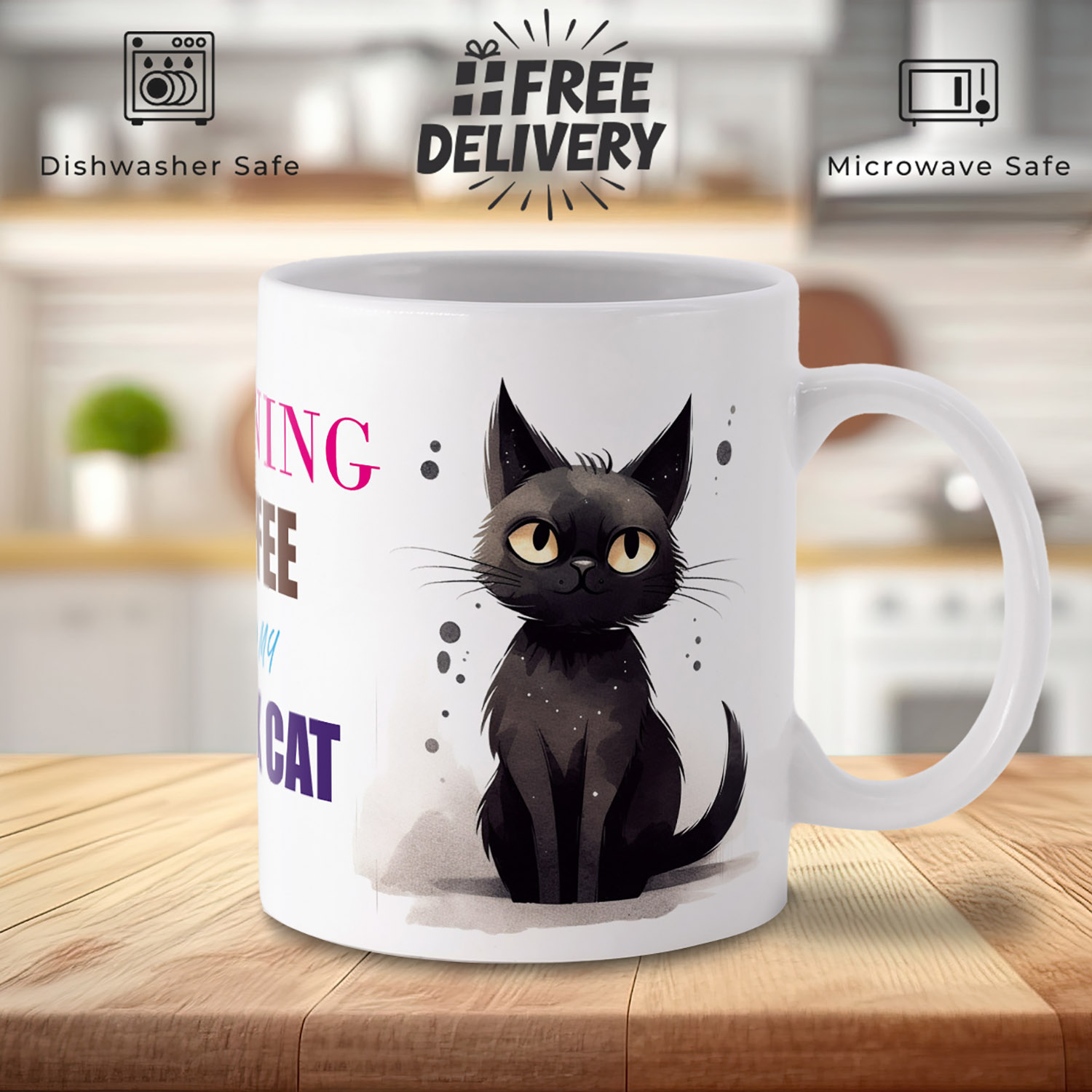 Charming Black Cat Mug for Cat Lovers - Perfect Gift!