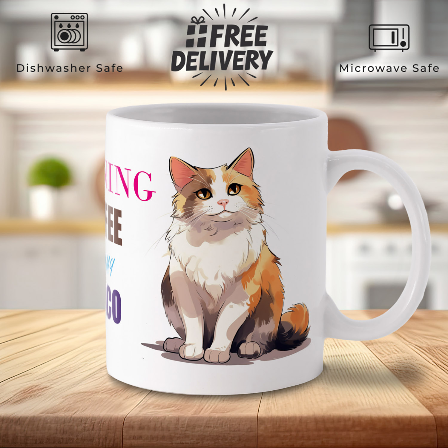 Charming Calico Cat Mug for Cat Lovers - Perfect Gift!