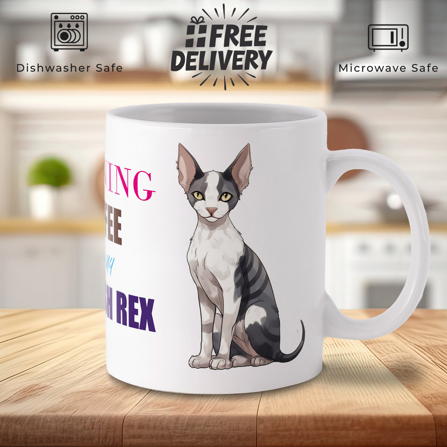 Charming Cornish Rex Cat Mug for Cat Lovers