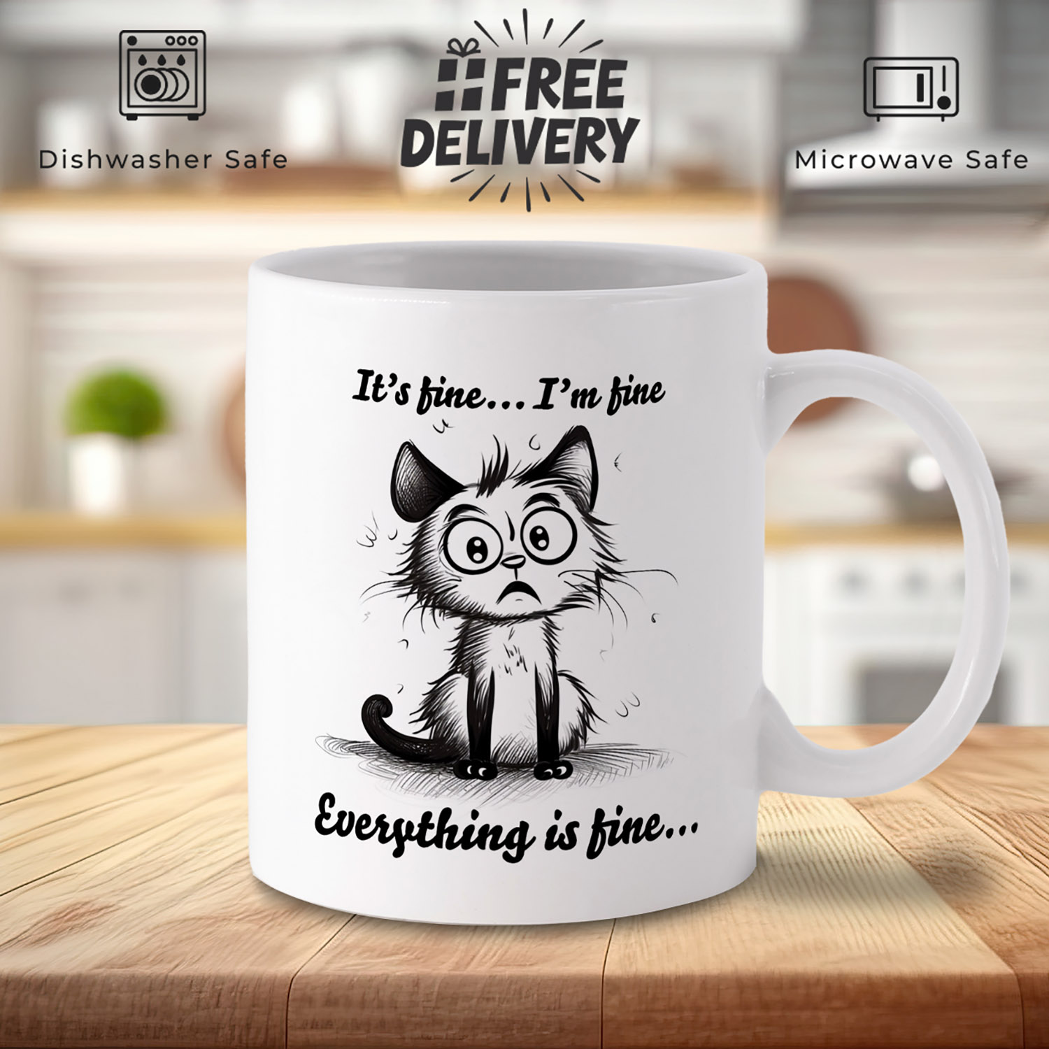 Stressed Cat 'Everything is Fine' Mug - Purrfect Gift for Cat Lovers