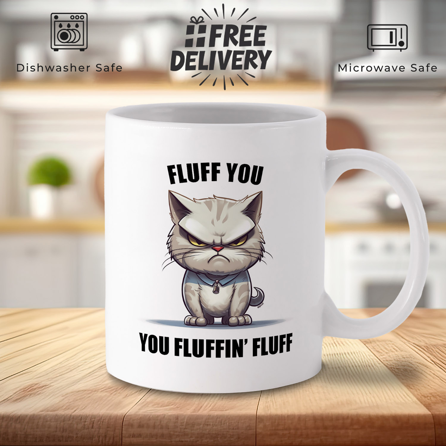 Angry Cat Fluff You Mug - Purrfect Gift for Cat Lovers