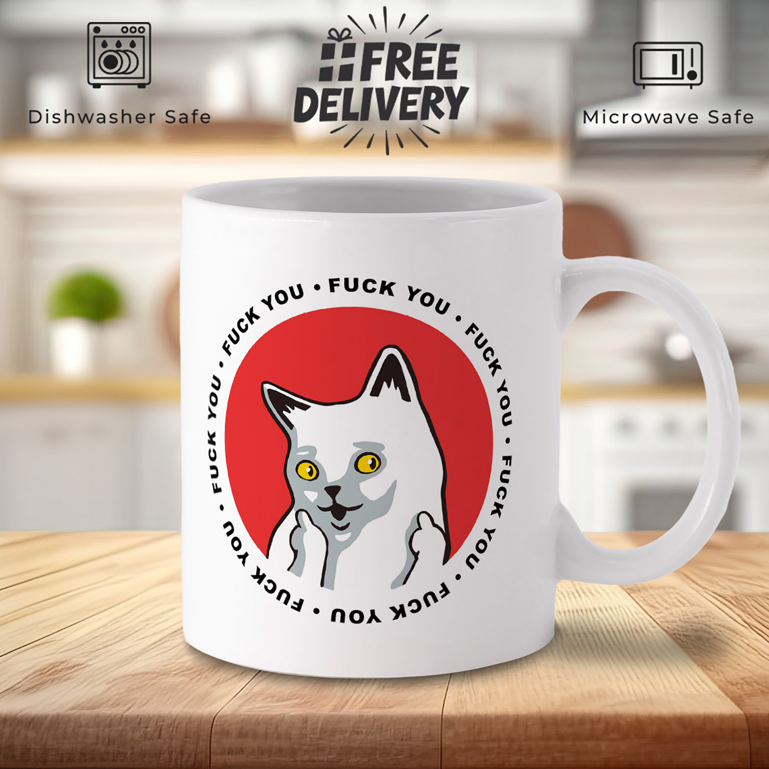 Funny Cat Middle Finger Mug - Perfect Gift for Cat Lovers