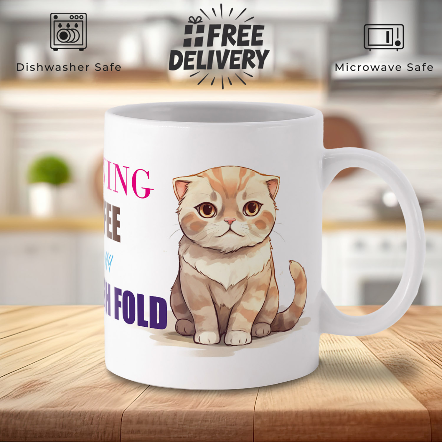 Adorable Scottish Fold Cat Mug for Cat Lovers