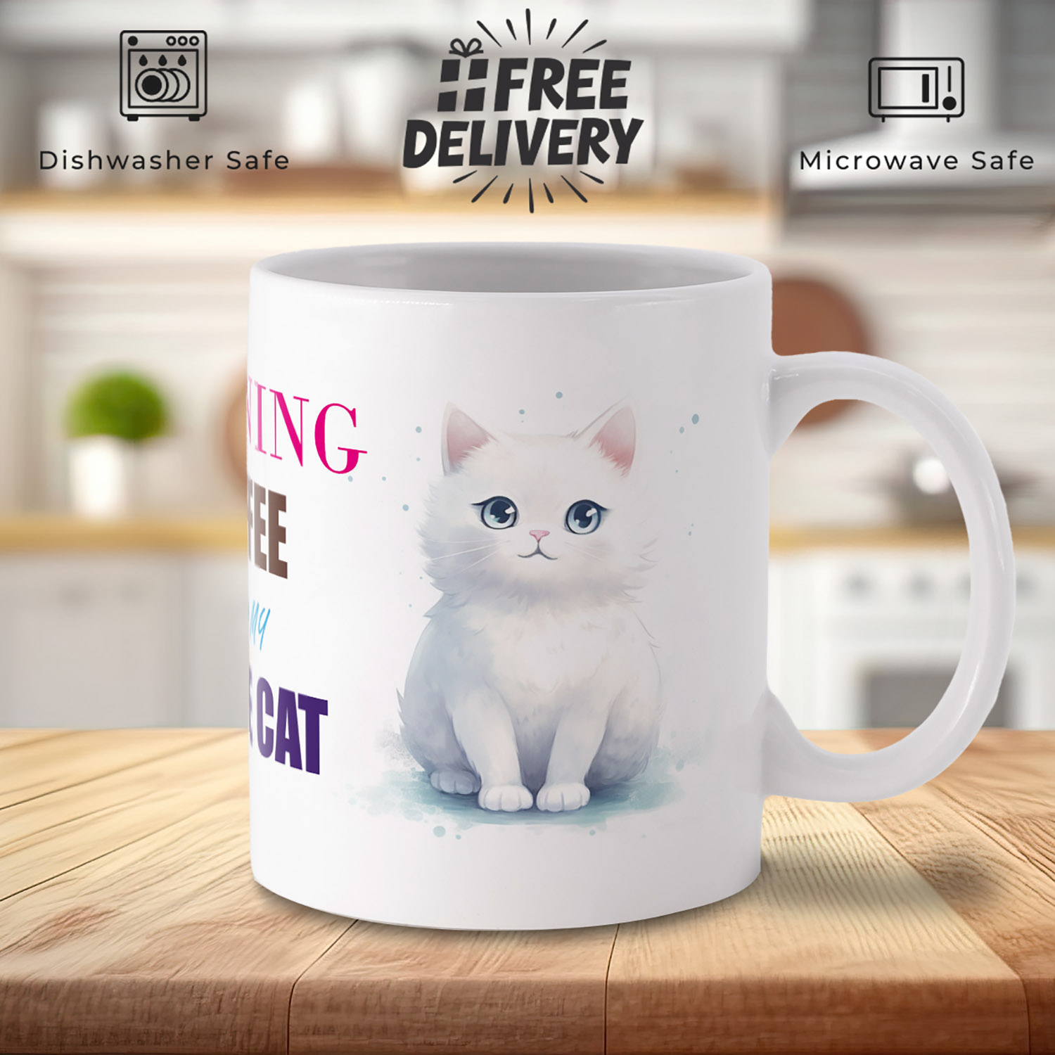 Charming White Cat Mug - Perfect Gift for Cat Lovers