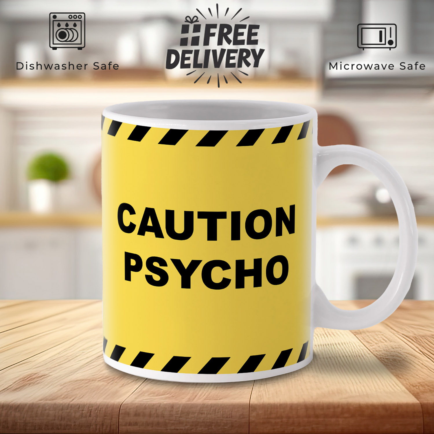 Caution Psycho Warning Mug - Fun Gift for Quirky Friends