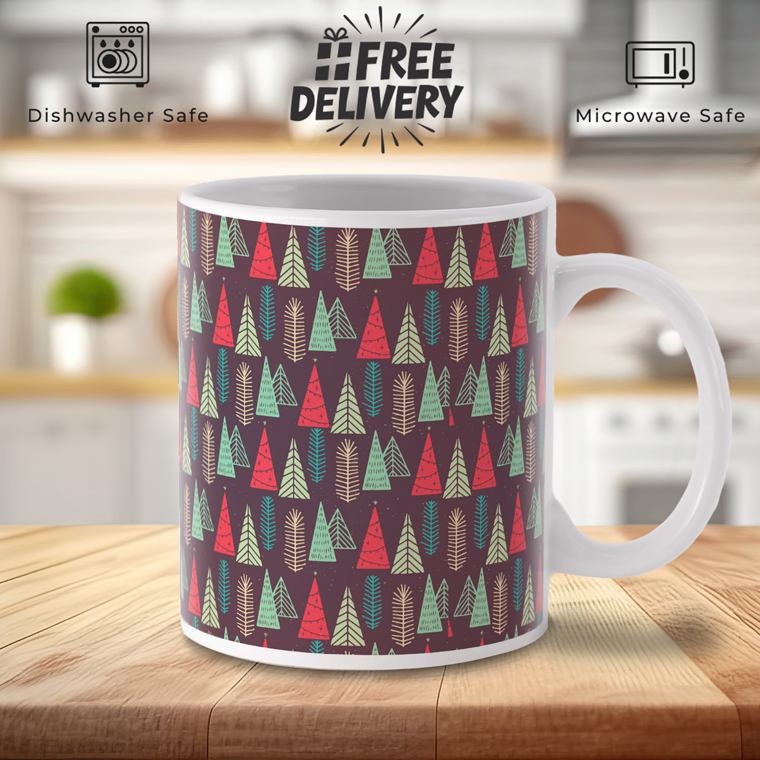 Modern Abstract Christmas Tree Mug - Festive Holiday Design