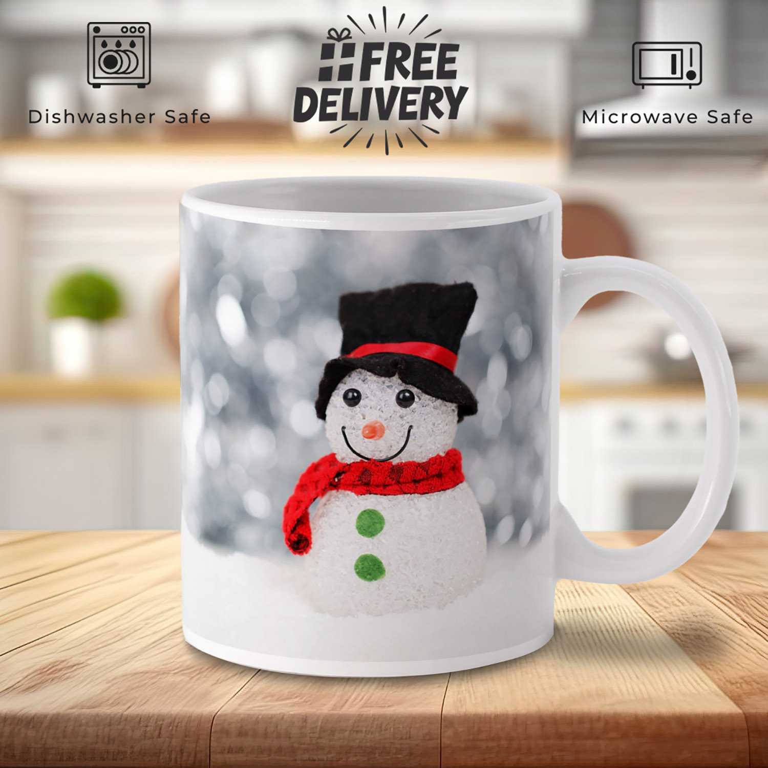 Charming Snowman Mug with Top Hat & Scarf - Perfect Gift