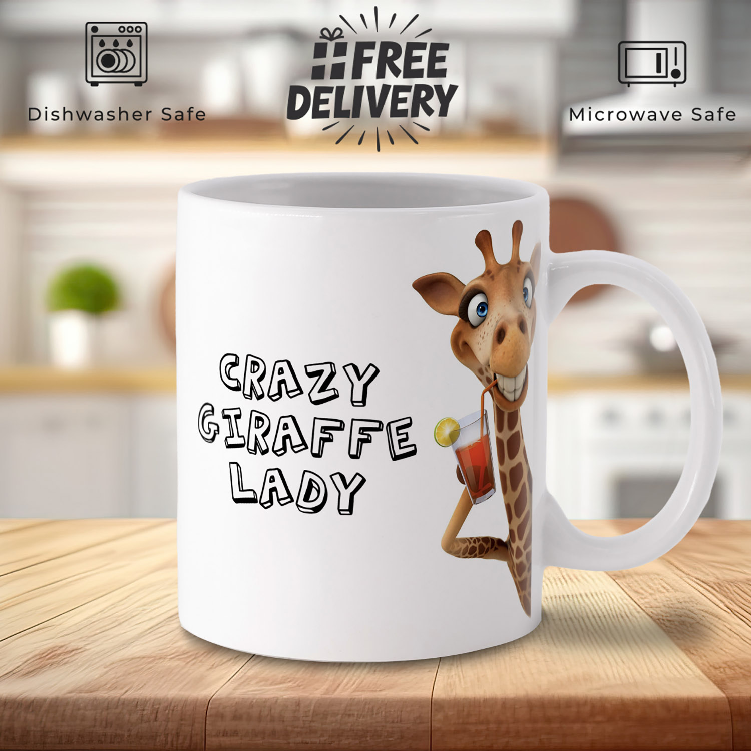 Crazy Giraffe Lady Mug - Fun Gift for Animal Lovers