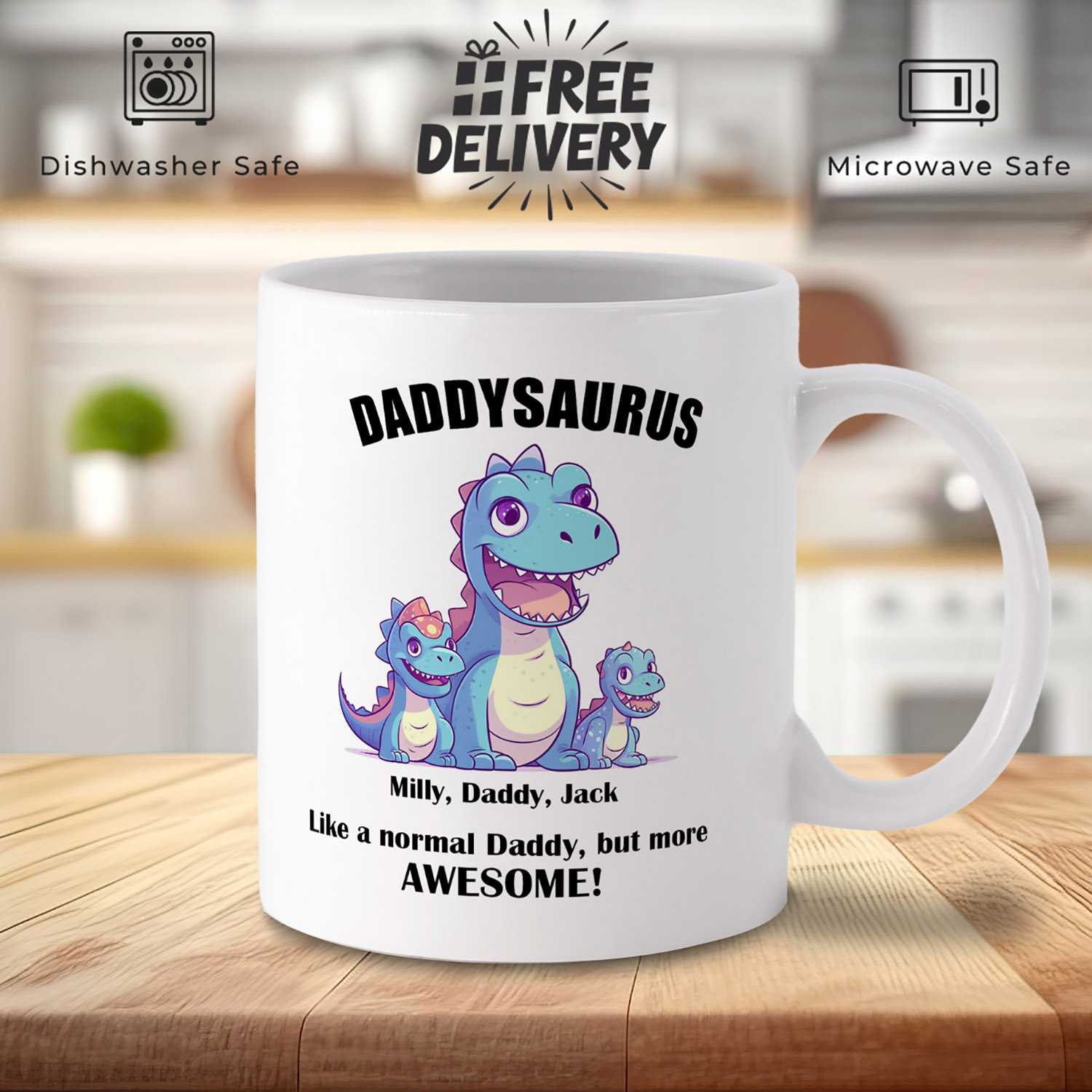 Personalised Daddysaurus Mug - Perfect Gift for Dad