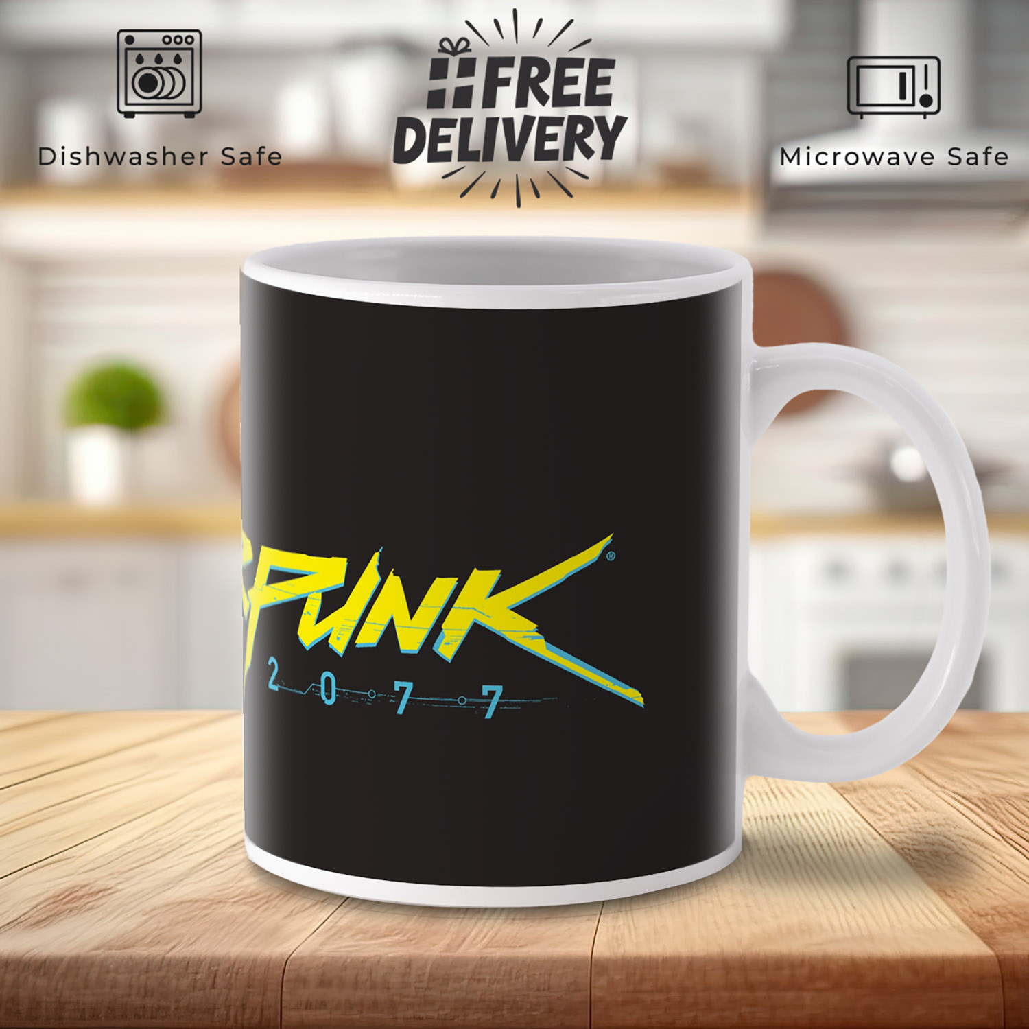 Cyberpunk Full-Wrap Logo Mug for Futuristic Coffee Lovers