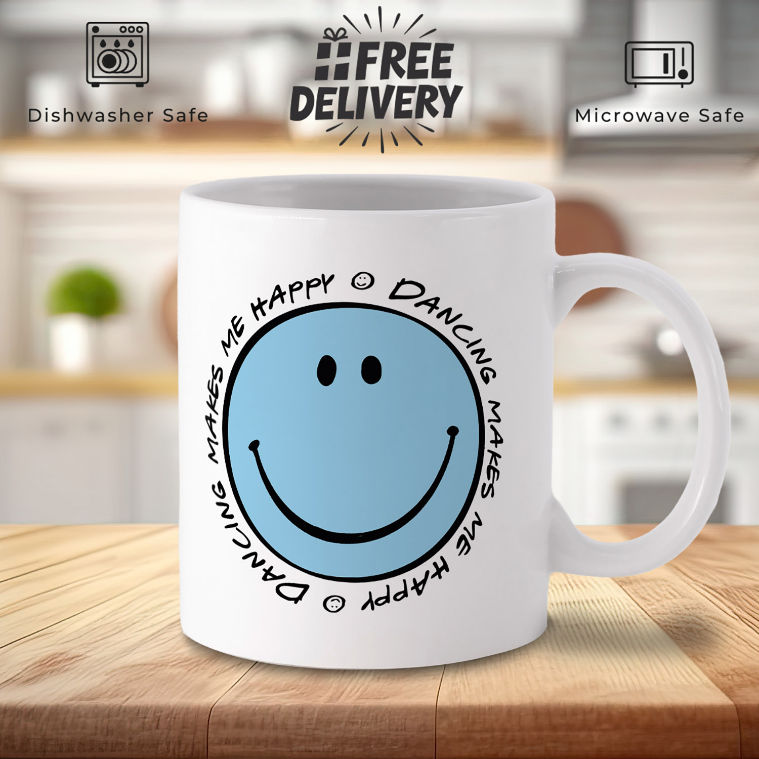 Dancing Smiley Face Mug - Joyful Gift for Happy Moments