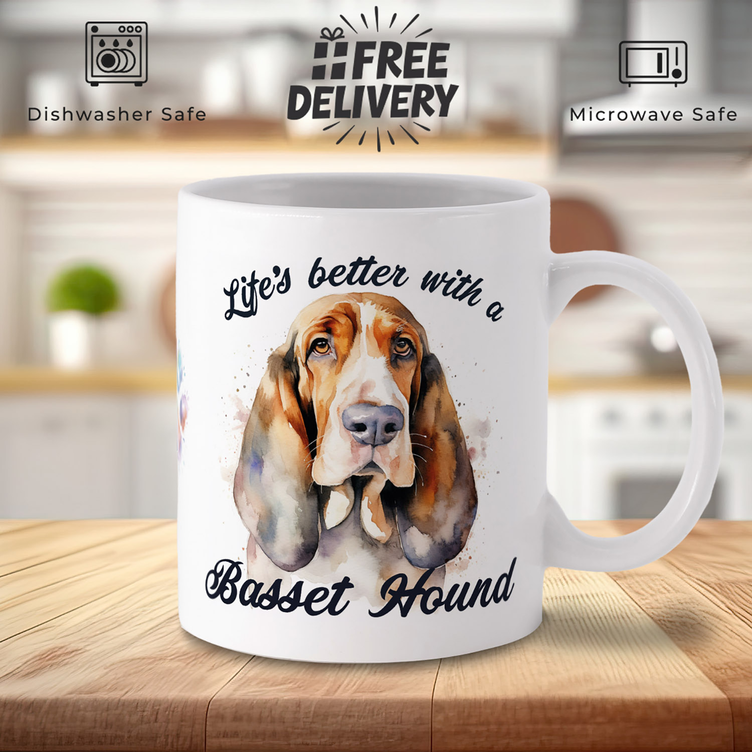 Charming Basset Hound Mug for Dog Lovers - Perfect Gift!