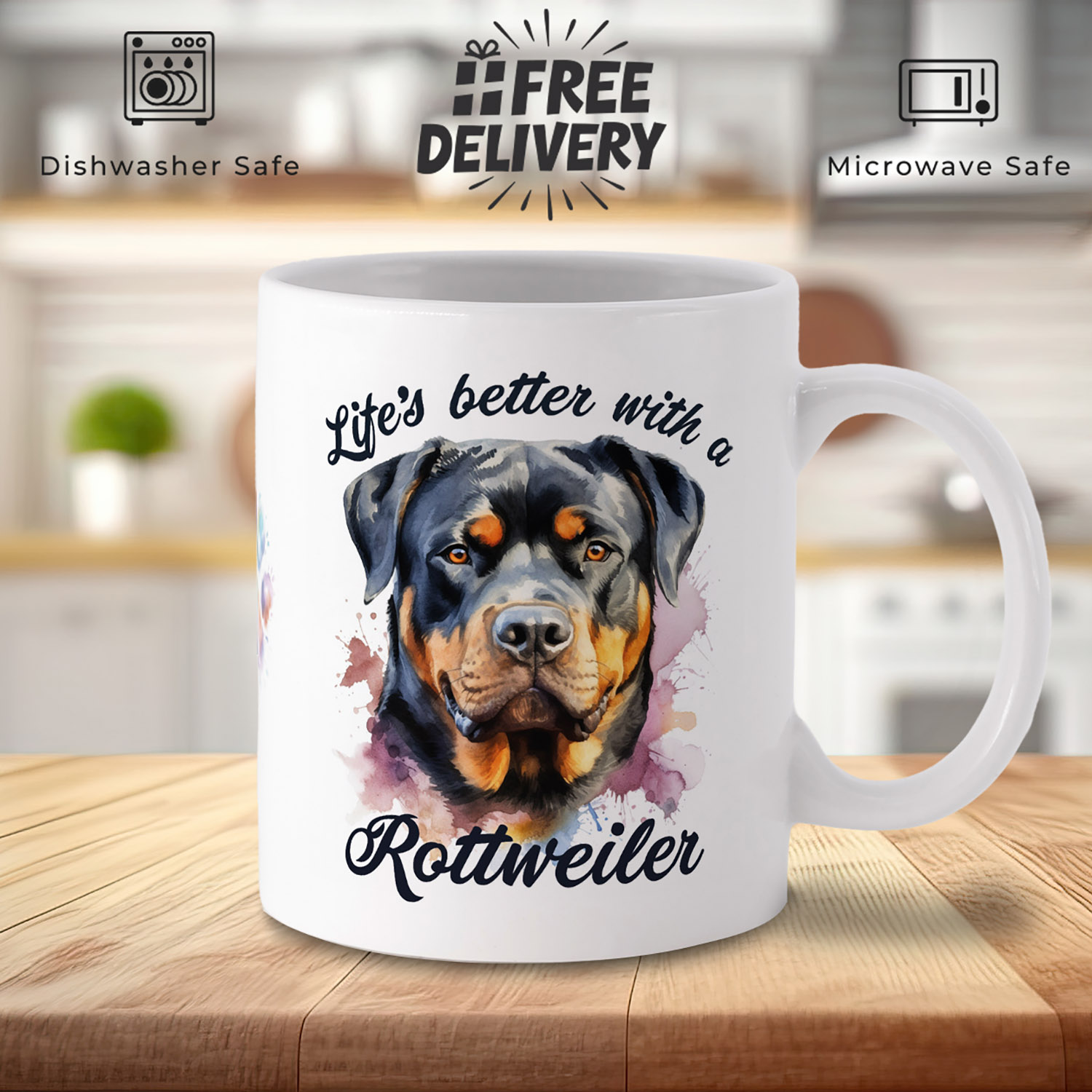 Rottweiler Lover's Mug - Unique Dog Design for Pet Owners