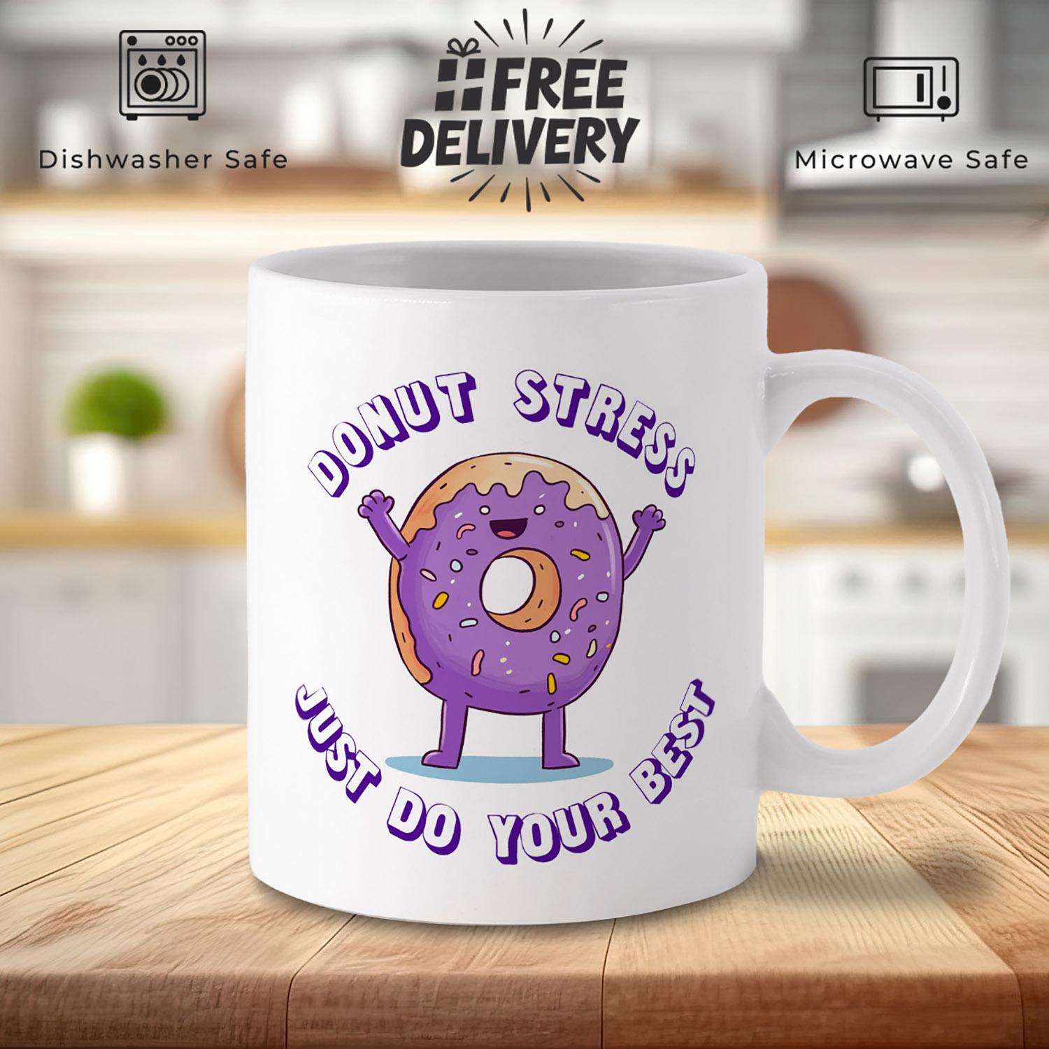 Donut Stress Mug: Motivational Gift for Coffee Lovers