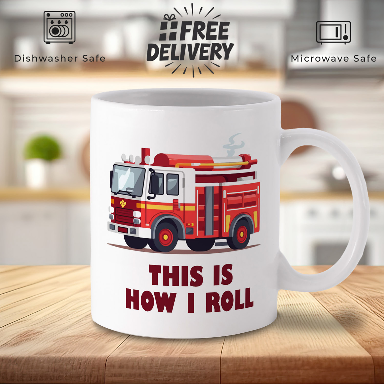 Firetruck 'This Is How I Roll' Mug - Perfect for Kids!