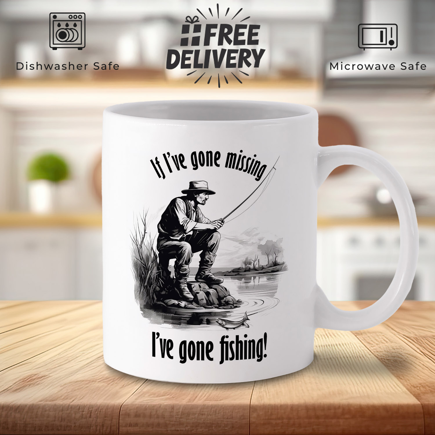 Funny Fishing Mug: 'If I'm Missing, I'm Fishing' Design