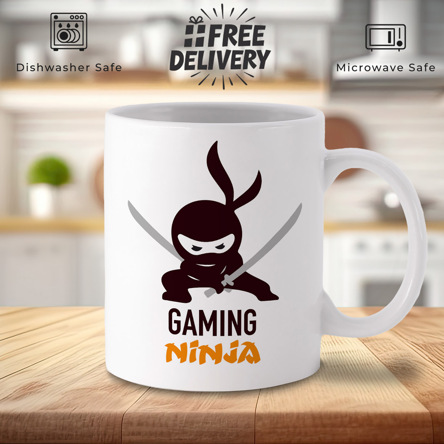 Ninja Silhouette Gaming Mug - Perfect Gift for Gamers