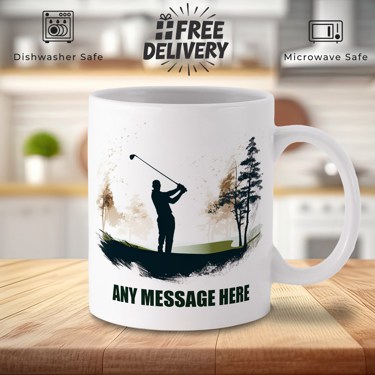 Personalised Golfing Silhouette Mug for Golf Lovers