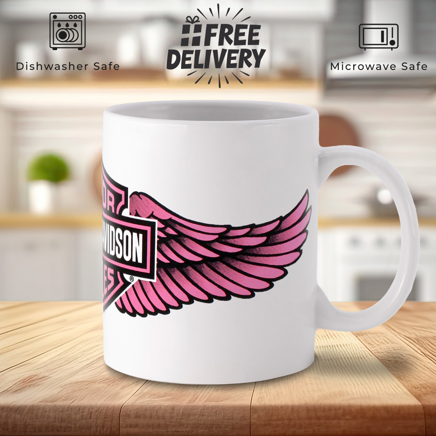 Harley-Davidson Pink Full Wrap Logo Mug for Bikers