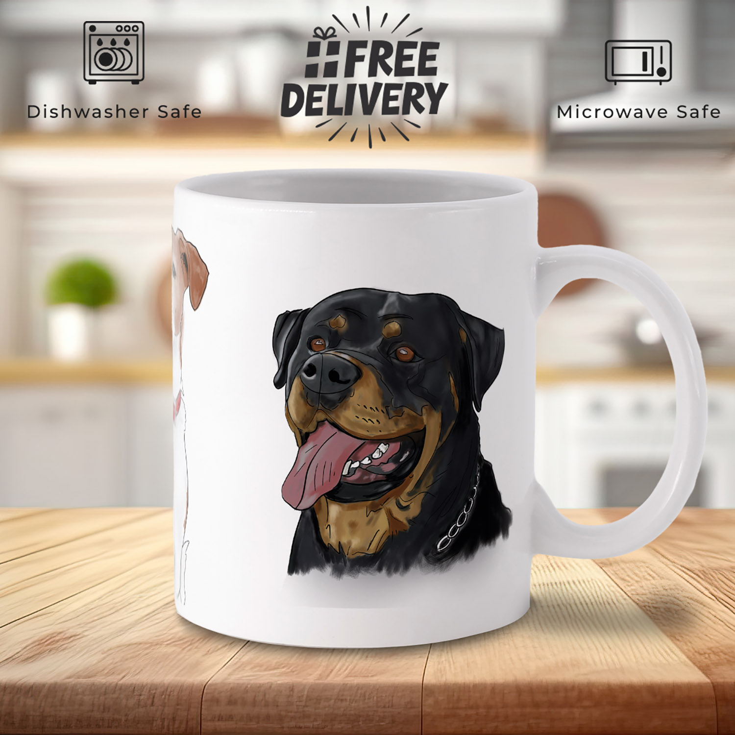 Illustrated Jack Russell & Rottweiler Mug for Dog Lovers